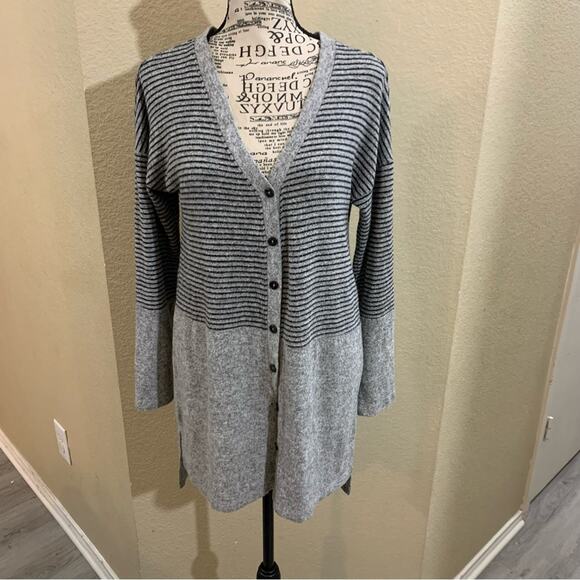 Potters Pot black horizontal‎ stripe cardigan sz small - Picture 1 of 6